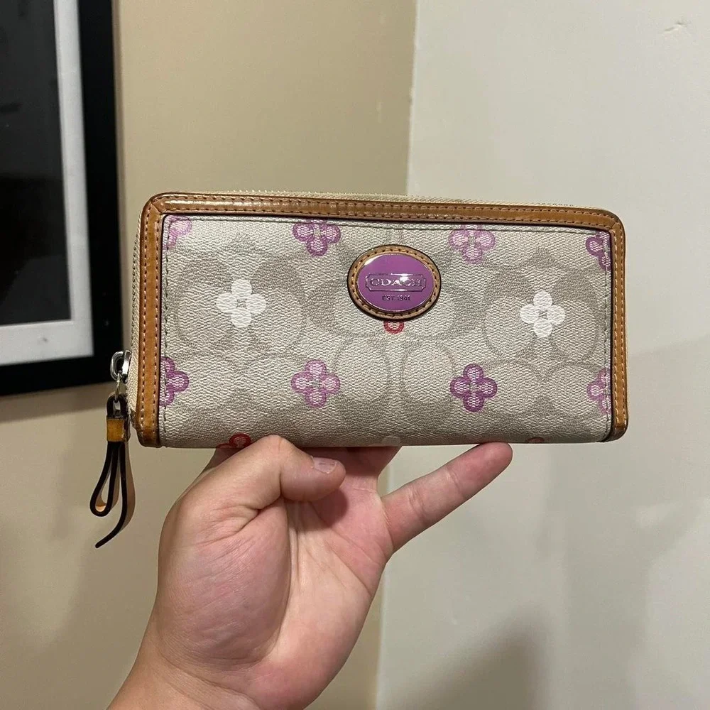 y2k 2000s Coach Accordion Floral Monogram Wallet / organizer